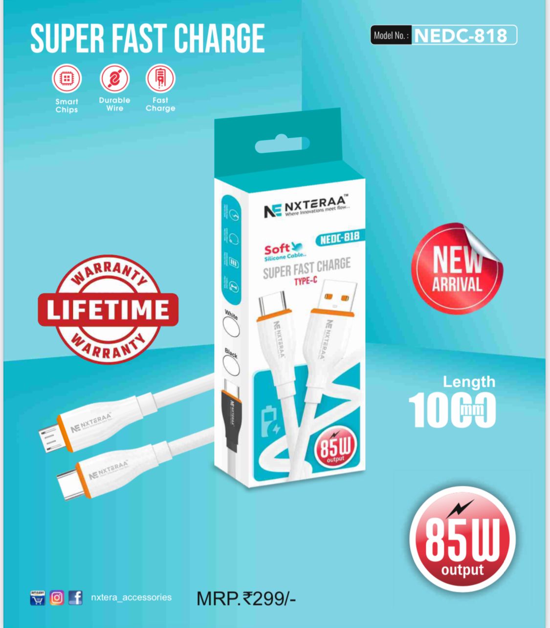 NEXTERA FAST CHARGING CABLE 1 YEAR WARRANTY